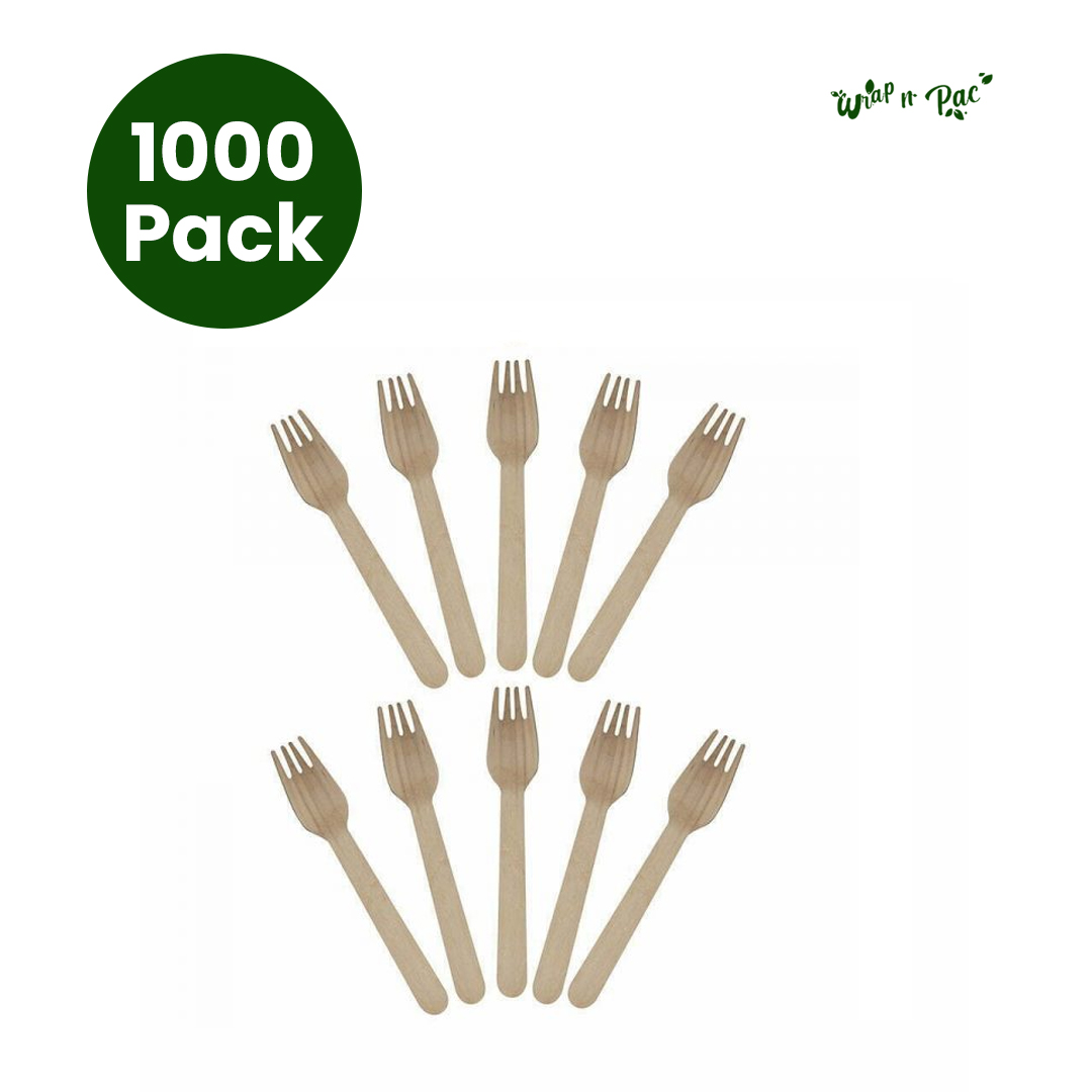 1000-Pack Wooden Disposable Forks