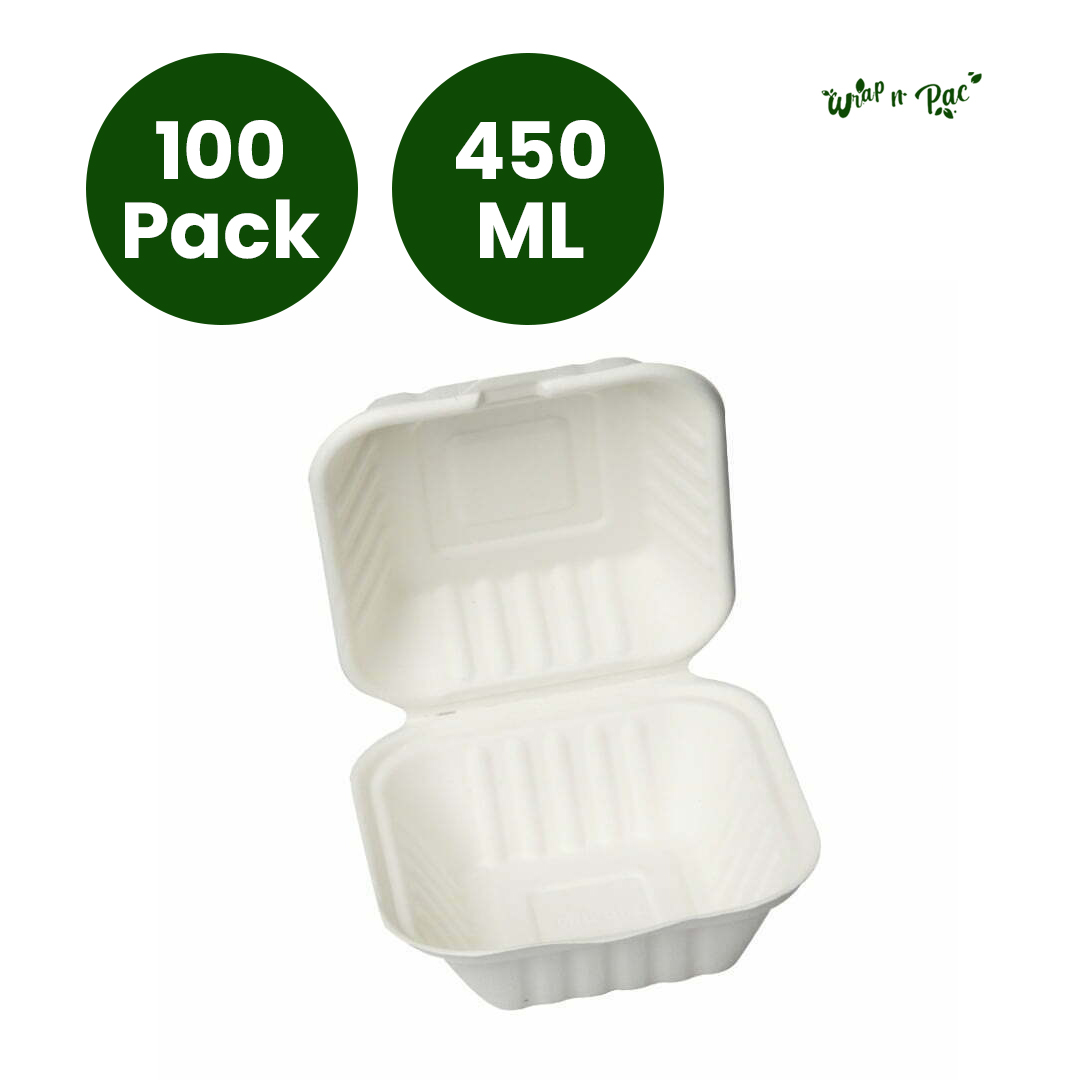 100-Pack Small 450ml Biodegradable Food Boxes