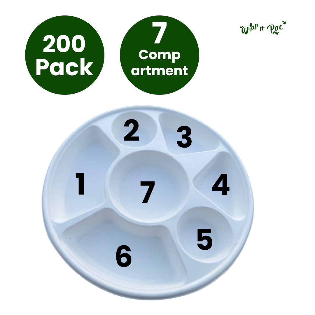 Biodegradable 7 Compartment 12’inch Round Plate