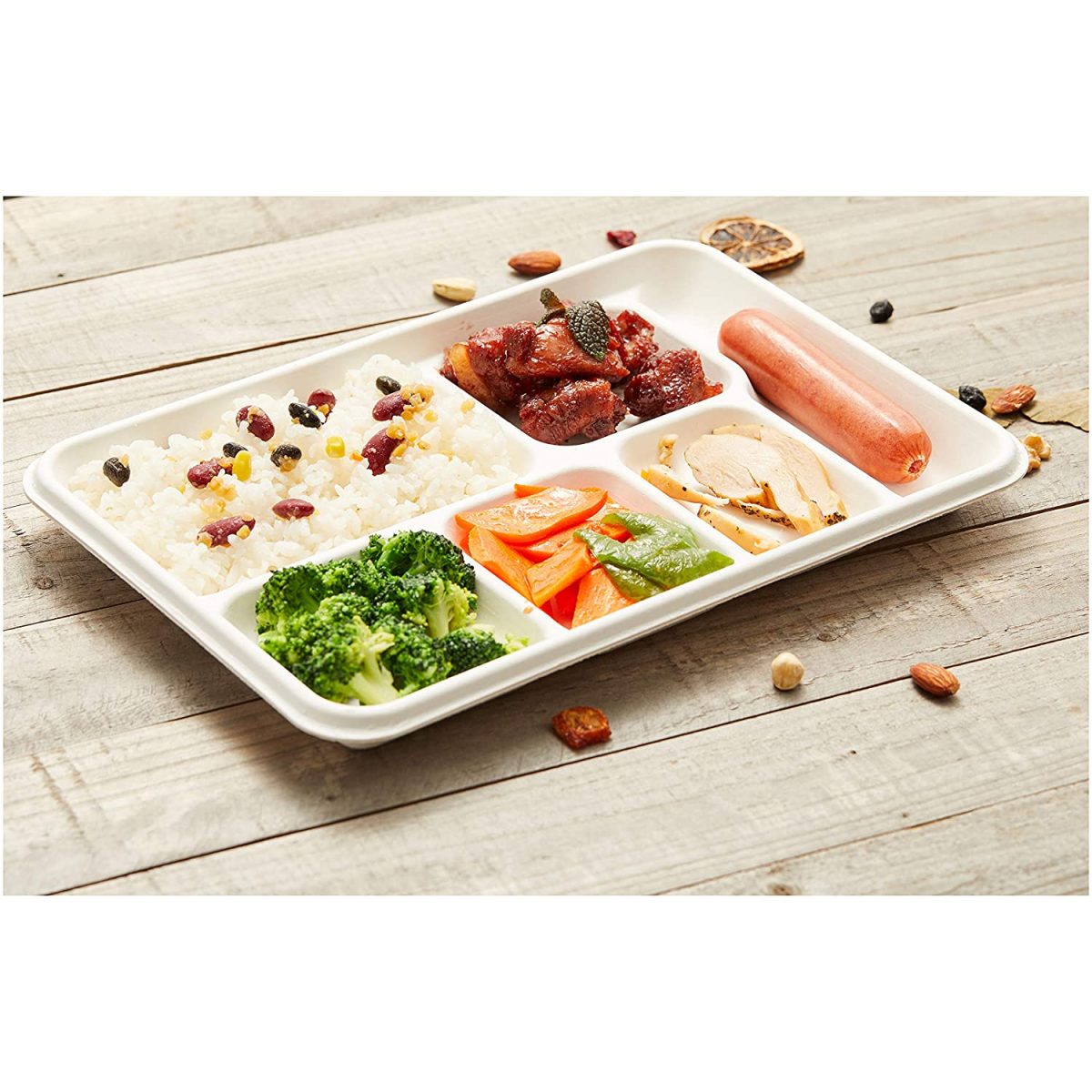 6 Compartment Rectangle Disposable Trays